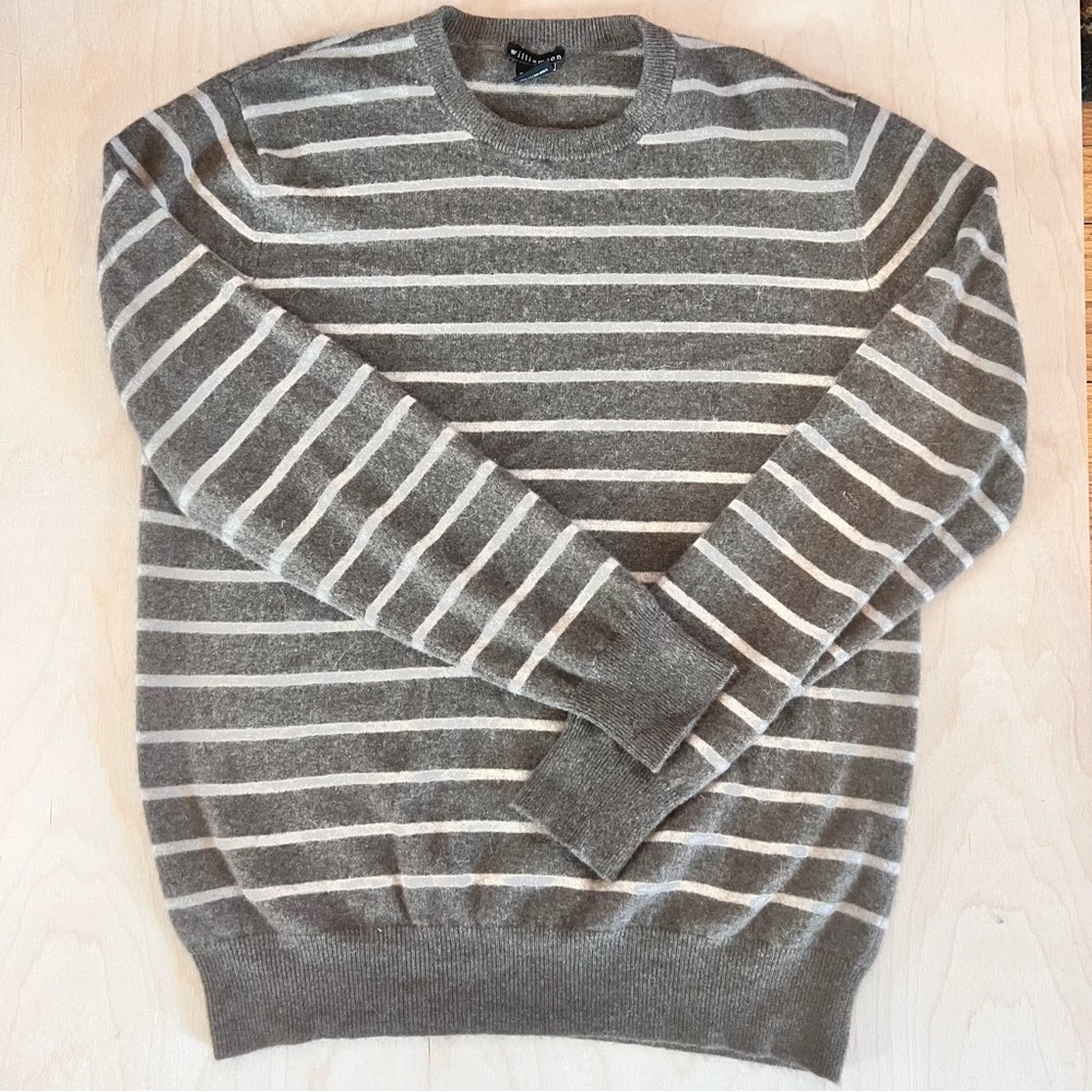Williamson soft brown stripe cashmere crew sweater
